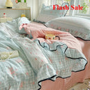 Axyaa Kapok Double-Layer Ruffle Leaf Edge Summer Quilt Set - 4 Piece