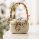 Axya Cat Doodle Teapot Kettle Set, Vintage Chinese Porcelain Tea Pot