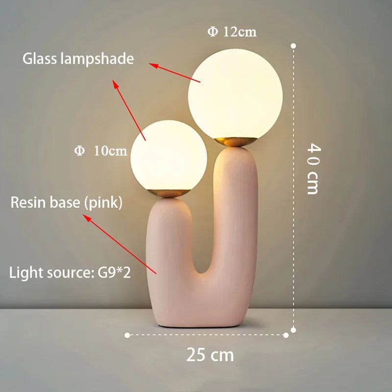 Axyaa Glass Table Lamp: Postmodern Resin Art for Bedroom, Living Room, Study & Decor