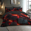 Axyaa Fantasy Red Glow 3D Printed Duvet Cover Set with Soft Brushed Bedding
