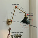 Axyaa Nordic Green LED Wall Sconce, Swing Arm Pull Chain Switch, Walnut Wood Mirror Light