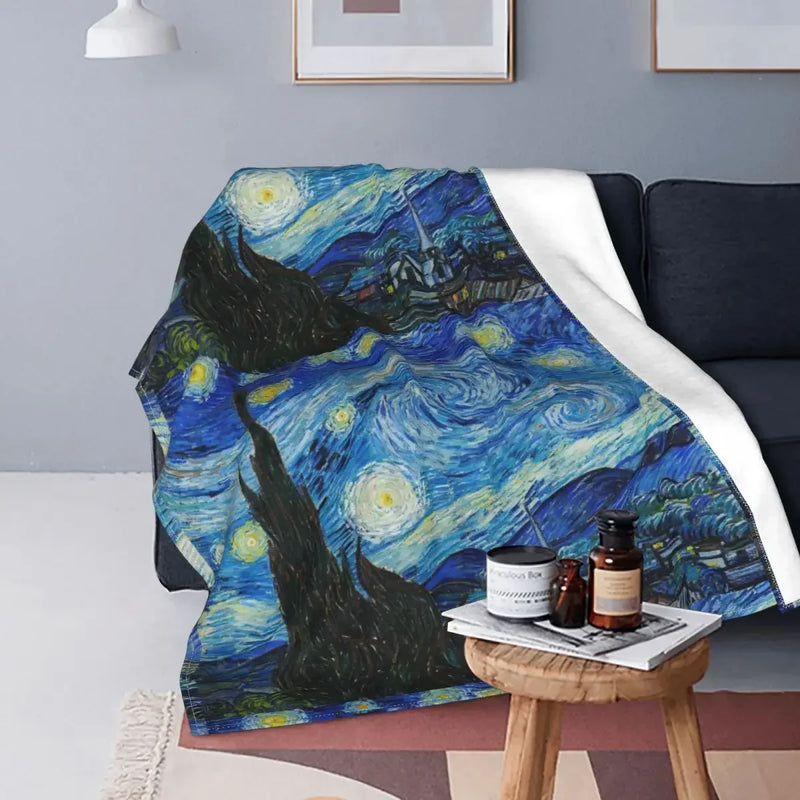 Axyaa Starry Night Flannel Galaxy Blanket - Lightweight Multi-function Sofa Throw