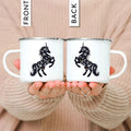 Enamel Mountain Mug with Handle by Axyaa. Best Camping Gift for Outdoor Lovers