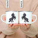Enamel Mountain Mug with Handle by Axyaa. Best Camping Gift for Outdoor Lovers