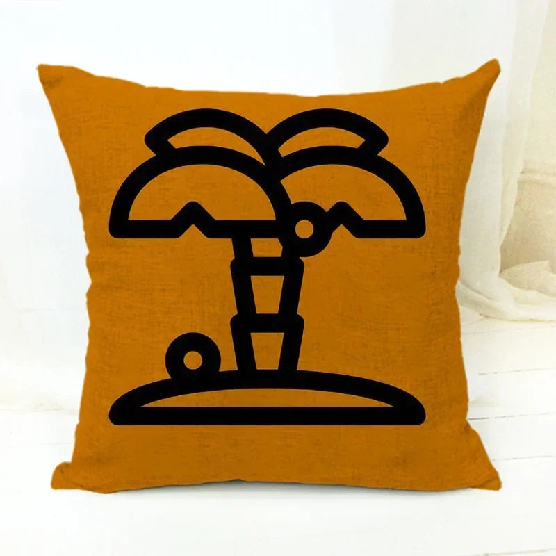Axyaa Cartoon Animal Print Linen Cushion Cover 45*45cm