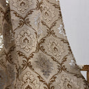 Axyaa European Jacquard Brown Curtains with Retro Hollow Pattern for Living Rooms