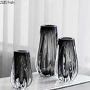 Axyaa Gray Glass Vase Hydroponics Desk Decoration Floral Vases Room Aesthetic Decor