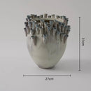 Axyaa Ceramic Vase Art Flowerpot Home Decor Handicrafts Relief Flower Vase