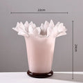 Axyaa Large Glass Vase with Lotus Leaf Edge for Home Decoration