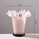Axyaa Large Glass Vase with Lotus Leaf Edge for Home Decoration