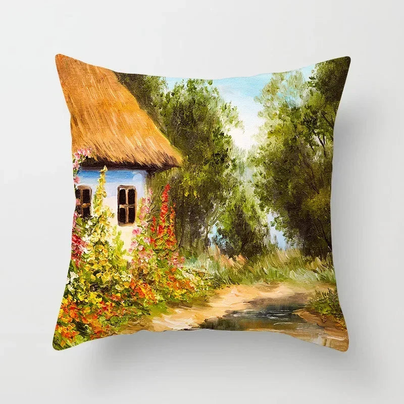 American Country Oil Painting Landscape Pillowcase by Axyaa for Home & Office Decor