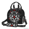 Axyaa Black Satan Skull Insulated Lunch Bag Esoteric Halloween Demon Circle