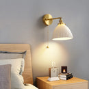 Axyaa Nordic Ceramic LED Wall Light with Pull Chain Switch, Modern Copper Sconce Home Lighting