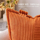 Axyaa Orange Corduroy Cushion Cover 18x18 Inch Square Boho Pillowcase