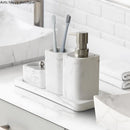 Axya Marble Resin Bathroom Set: Dispenser, Cup, Box, Tray.