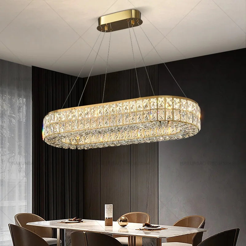 Axyaa Crystal Chandelier: Modern Luxury Lighting for Living Room, Restaurant, and Villa