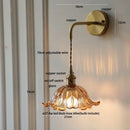 Axyaa Green Flower Glass Wall Sconce with Adjustable LED Wire, Pull Chain for Bedroom, Bathroom