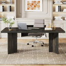 Axyaa Executive Desk: 63" Vintage Farmhouse Wood Office Computer Writing Table
