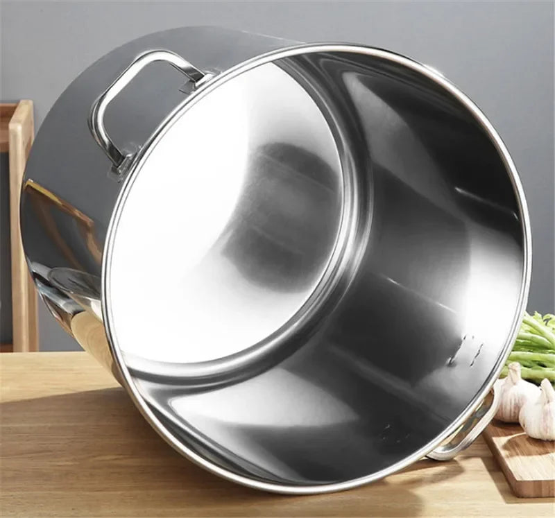 Axya Stainless Steel Soup Pot with Handle Lid - Chef's Kitchen Cooking Pail
