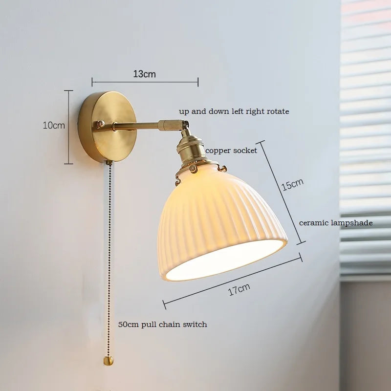 Axyaa White Ceramic Flower Wall Sconce Light for Home Indoor Lighting