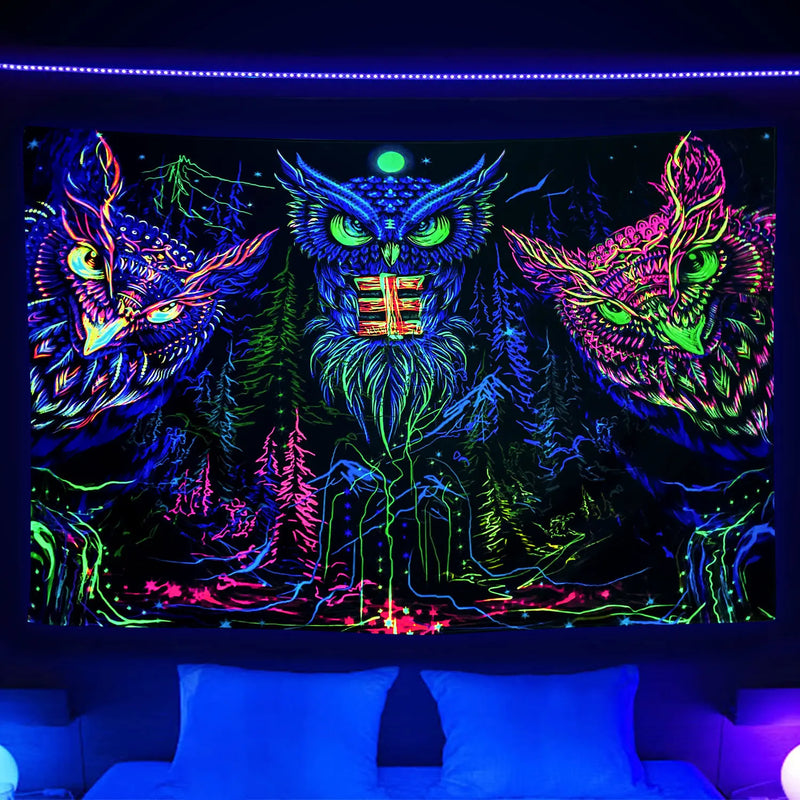 Axyaa Neon Anime Punk Wall Hanging - Vibrant Fluorescent Tapestry for Home Decor