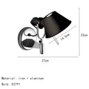 Axyaa Modern Silver Black Wall Lamp, Rotatable, E27 Bulb, Switch, Bedroom Study Sconce