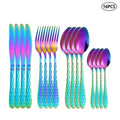 Axyaa 24pc Colorful Stainless Steel Tableware Set for Family & Restaurant
