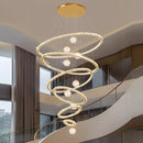 Axyaa Crystal Chandelier Stair Pendant Lamp Living Room Interior Lighting