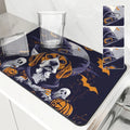 Axyaa Coffee Mat: Halloween Dog Bat Draining Pad, Quick Dry Kitchen Bathroom Drying Mat
