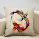 Axyaa Goldfish Linen Cushion Cover 45x45cm for Sofa, Living Room Decoration
