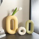 Nordic Cream Donut Vase Ornament for Living Room Flower Arrangement by Axyaa