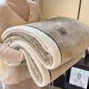 Axyaa White Knitted Velvet Throw Blanket Soft Fleece Bedspread Warm All-season Blanket