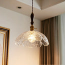 Axyaa Japanese Style LED Glass Pendant Lamp with Wood Handle