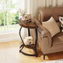 Axyaa Half-Round End Table Set, 2-Tier Wooden Semi Circle Side Table
