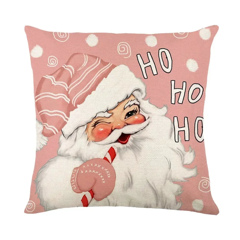 Christmas Party Pillowcase with Santa Claus & Snowman Print for Home Decoration by Axyaa.