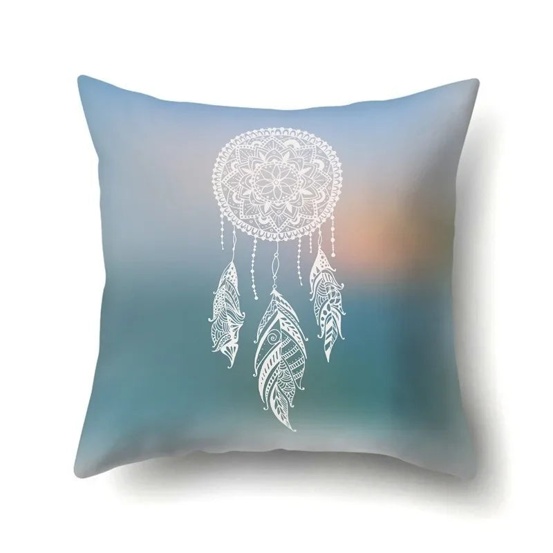 Axyaa Boho Indian Feather Dreamcatcher Pillow Cushion Cover for Home Decor