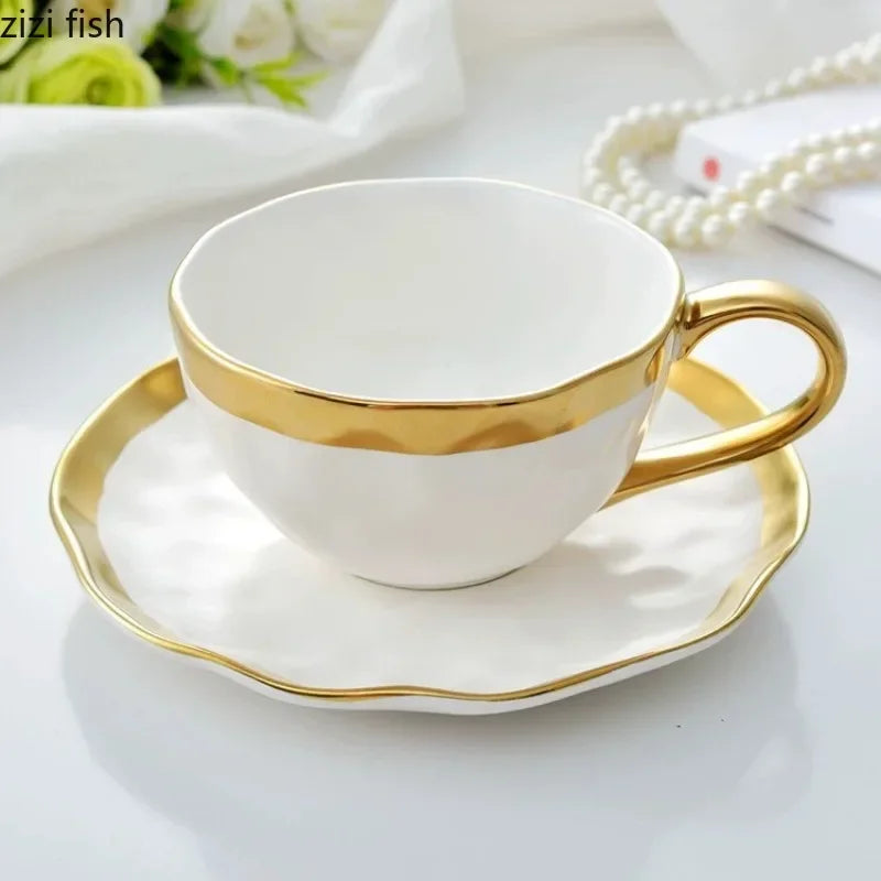 Axya Ceramic Coffee Cup and Saucer Set for Couples - Breakfast Tea Water Glasses