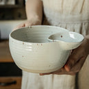 Axyaa Ceramic Divider Bowl with Dipping Plate, 500ml - White Serving Bowl for Snacks
