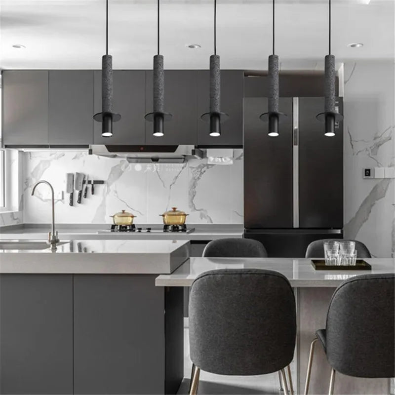 Axyaa Modern Marble Chandelier Terrazzo Cylindrical Spot Light for Restaurant and Bedroom