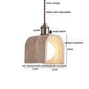 Axyaa Yellow Travertine Glass LED Pendant Lamp Vintage Wood Kitchen Island Hanging Light