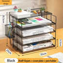 Axyaa Stackable Tray Organizer Set for Desk with Paper, Letter, Accessories - Black