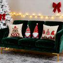 Axyaa Christmas Beige Velvet Pillowcase with Santa and Bear Embroidery