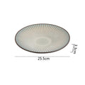 Axyaa Striped Ceramic Plate Set: Creative Tableware for Salad, Desserts, Noodles, and Sashimi.