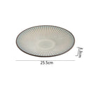 Axyaa Striped Ceramic Plate Set: Creative Tableware for Salad, Desserts, Noodles, and Sashimi.