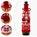 Knitted Snowflake Elk Christmas Wine Bottle Cover by Axyaa