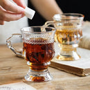 Axyaa Vintage Heart Embossed High-Legged Latte Glass Cup