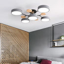 Axyaa Wood Iron Art Chandelier for Modern LED Ceiling Light in Living Room
