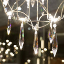 Axyaa Modern Gold Crystal Chandelier for Living Room & Kitchen Island - LED Firework Hanging Light