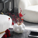 Axyaa White Resin Vase Petal Ornament Artistic Flower Vessels Decor Dried Flower Vases