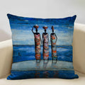 Axyaa African Oil Painting Art Pillow Case 45x45cm Linen Cushion Cover